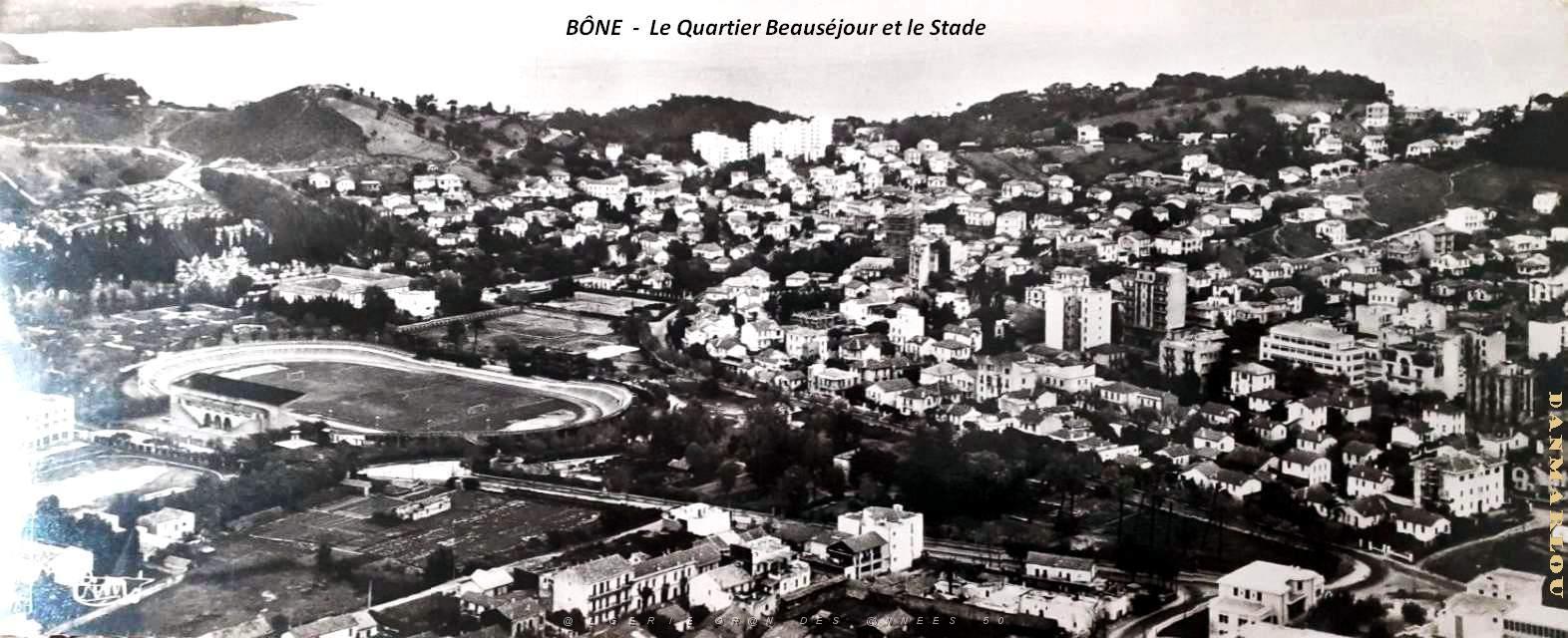 Bone - Vue panoramique - Stade - Quartier Beausejour - Medania - 1957.jpg